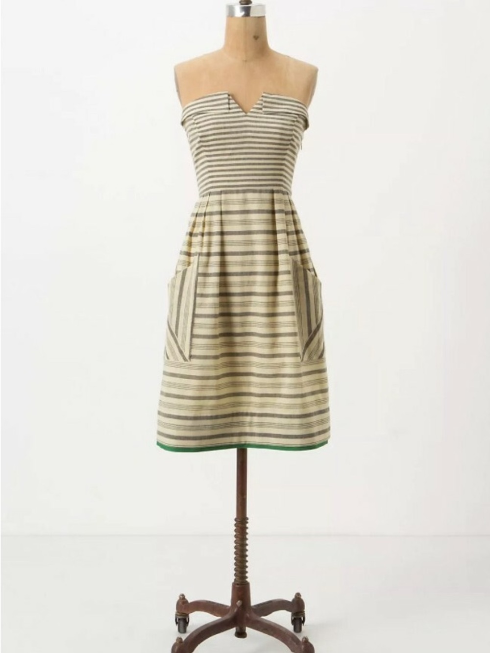 MAEVE | Striped Notch-Neck A-Line Dress with Pockets Size 2